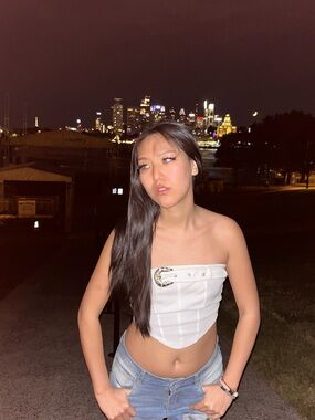 White crop top with Decorative Belt